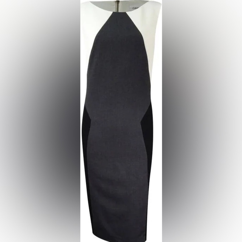 Calvin Klein Black, Gray & White Color block Dress